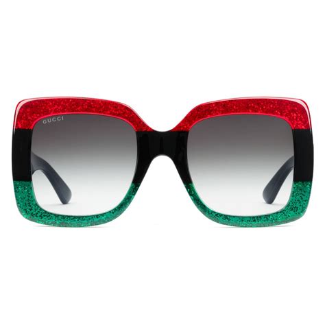 gucci glasses red and green|Gucci 56mm square sunglasses.